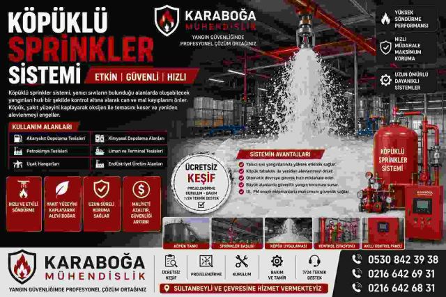 Sultanbeyli Köpüklü Yangın Söndürme Sistemleri | Profesyonel Yangın Koruma Çözümleri | Karaboğa Mühendislik